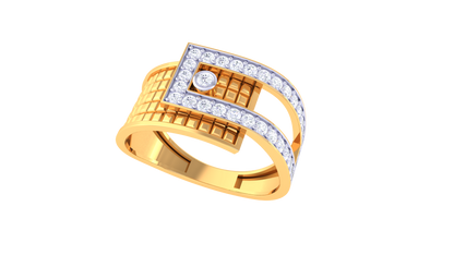 Éclat Angulaire Moderne – 0.39 Ct Round Diamond Gold Ring