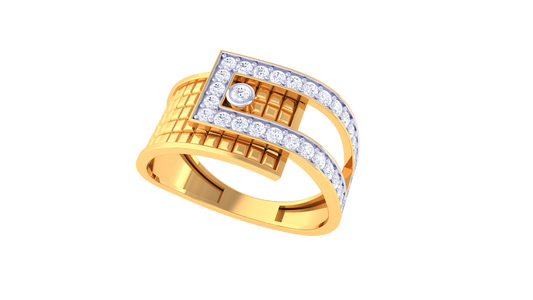 Éclat Angulaire Moderne – 0.39 Ct Round Diamond Gold Ring