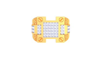 Éclat Signature Motif Gold Ring – 0.72 Ct Pave Diamonds