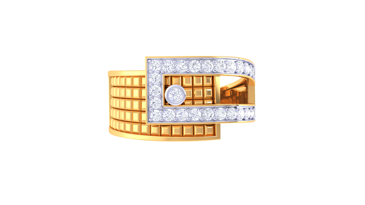 Éclat Angulaire Moderne – 0.39 Ct Round Diamond Gold Ring