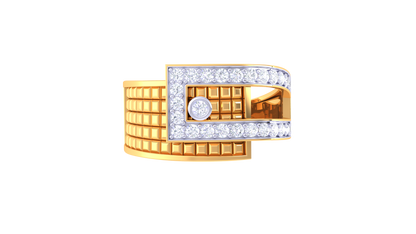 Éclat Angulaire Moderne – 0.39 Ct Round Diamond Gold Ring