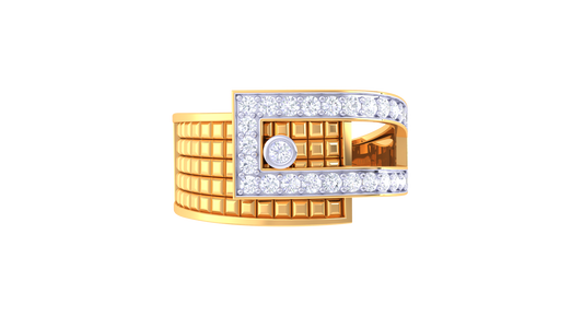 Éclat Angulaire Moderne – 0.39 Ct Round Diamond Gold Ring