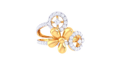 Lumiere Twin Halo Bloom Gold Ring - 0.45 Ct Diamond Accents