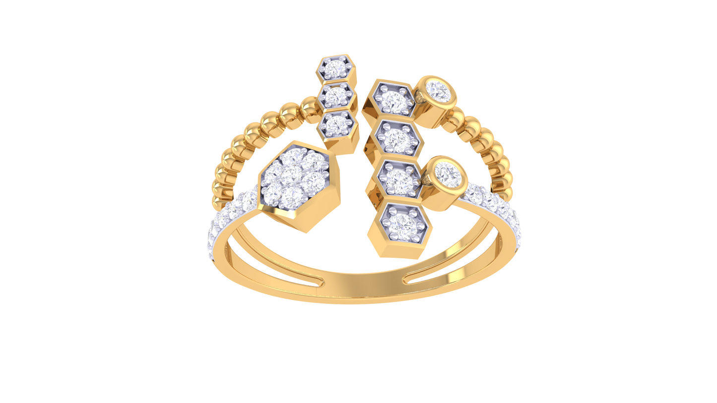 Eclat Geo Bloom Diamond Ring in Gold – 0.25 Ct Brilliant Cut