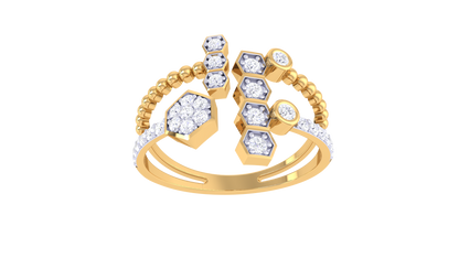 Eclat Geo Bloom Diamond Ring in Gold – 0.25 Ct Brilliant Cut