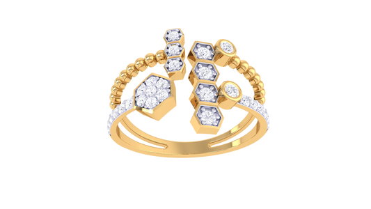 Eclat Geo Bloom Diamond Ring in Gold – 0.25 Ct Brilliant Cut