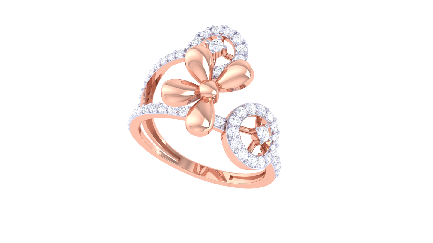 Lumiere Twin Halo Bloom Gold Ring - 0.45 Ct Diamond Accents