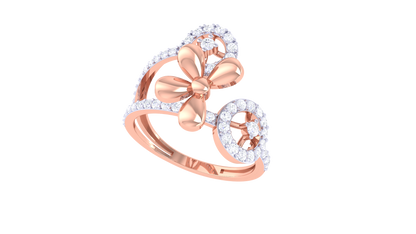 Lumiere Twin Halo Bloom Gold Ring - 0.45 Ct Diamond Accents