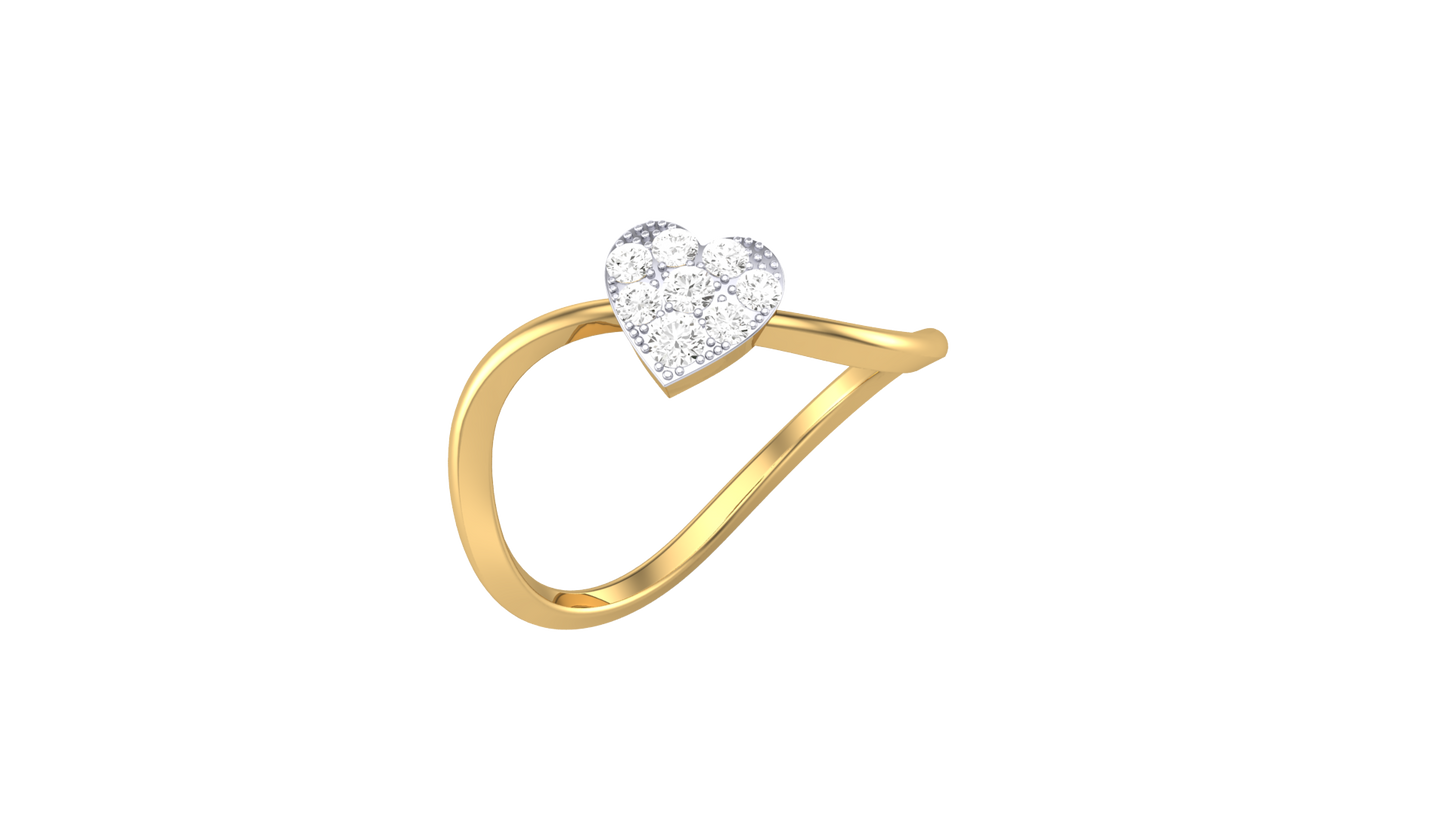 Eclat Fleuron Bold Cluster Ring - 0.17 Ct Heart Shaped Round Diamonds In Gold