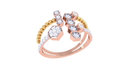 Eclat Geo Bloom Diamond Ring in Gold – 0.25 Ct Brilliant Cut