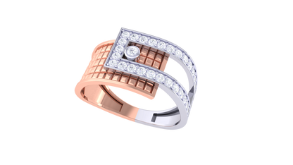 Éclat Angulaire Moderne – 0.39 Ct Round Diamond Gold Ring