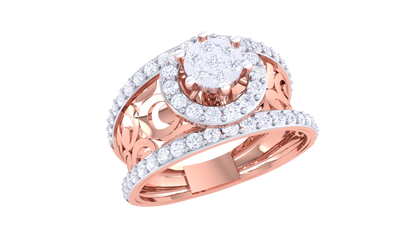 Éclat Filigrane Luminary Gold Ring – 0.67 Ct Bold Round Diamond Cluster