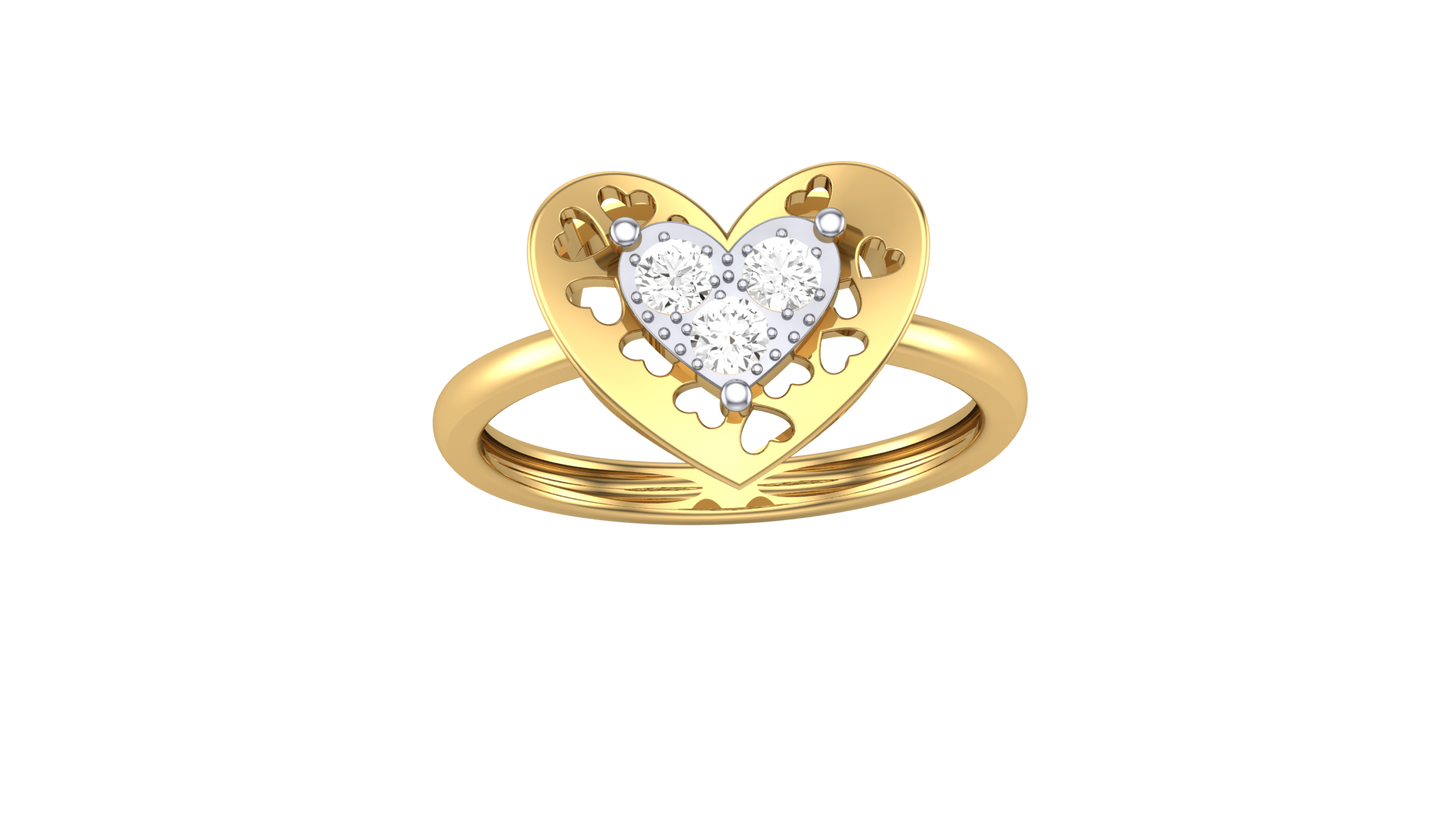 Éclat Gleaming Heart – 0.16 Ct Brilliant Cut Diamonds Gold Ring