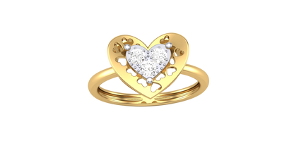 Éclat Gleaming Heart – 0.16 Ct Brilliant Cut Diamonds Gold Ring