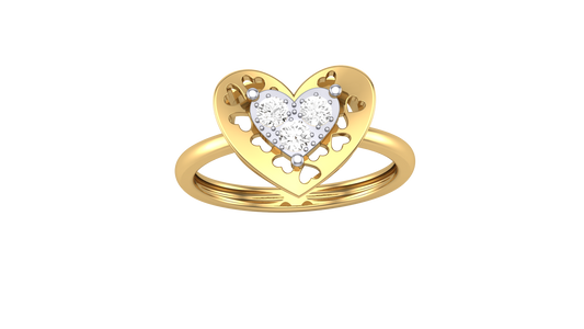 Éclat Gleaming Heart – 0.16 Ct Brilliant Cut Diamonds Gold Ring