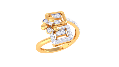Eclat Floral Geometry Ring In Gold – 0.28 Ct Diamonds