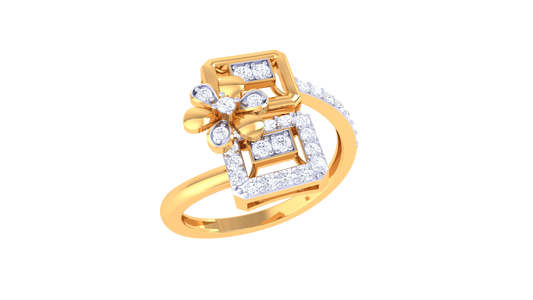 Eclat Floral Geometry Ring In Gold – 0.28 Ct Diamonds