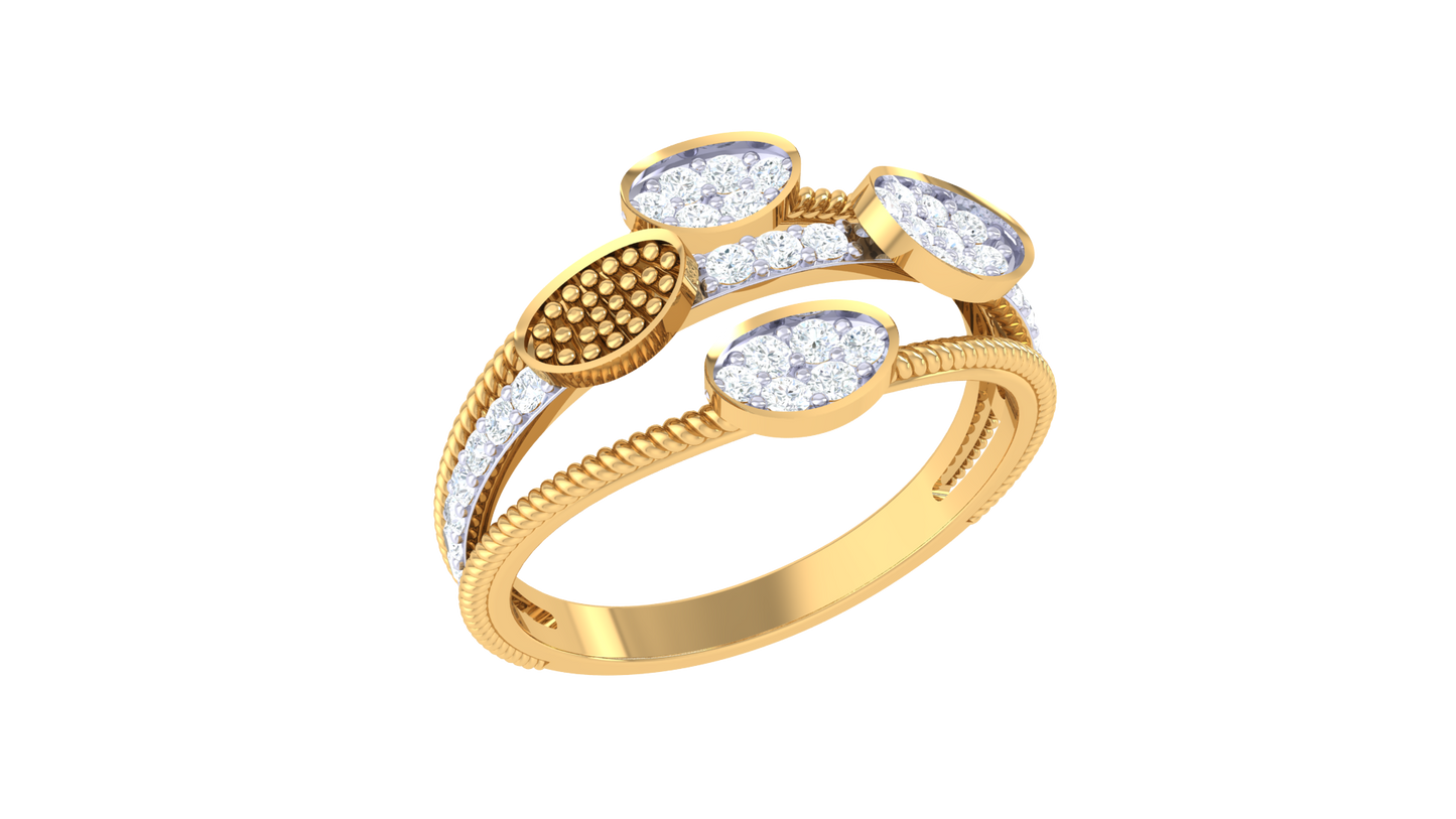 Eclat Celestial Orbit Ring In Gold – 0.27 Ct Diamonds With Asymmetric Elegance