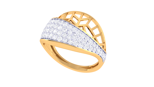Lumiere Twist Lattice Gold Ring - 0.62 Ct Pavé Diamond