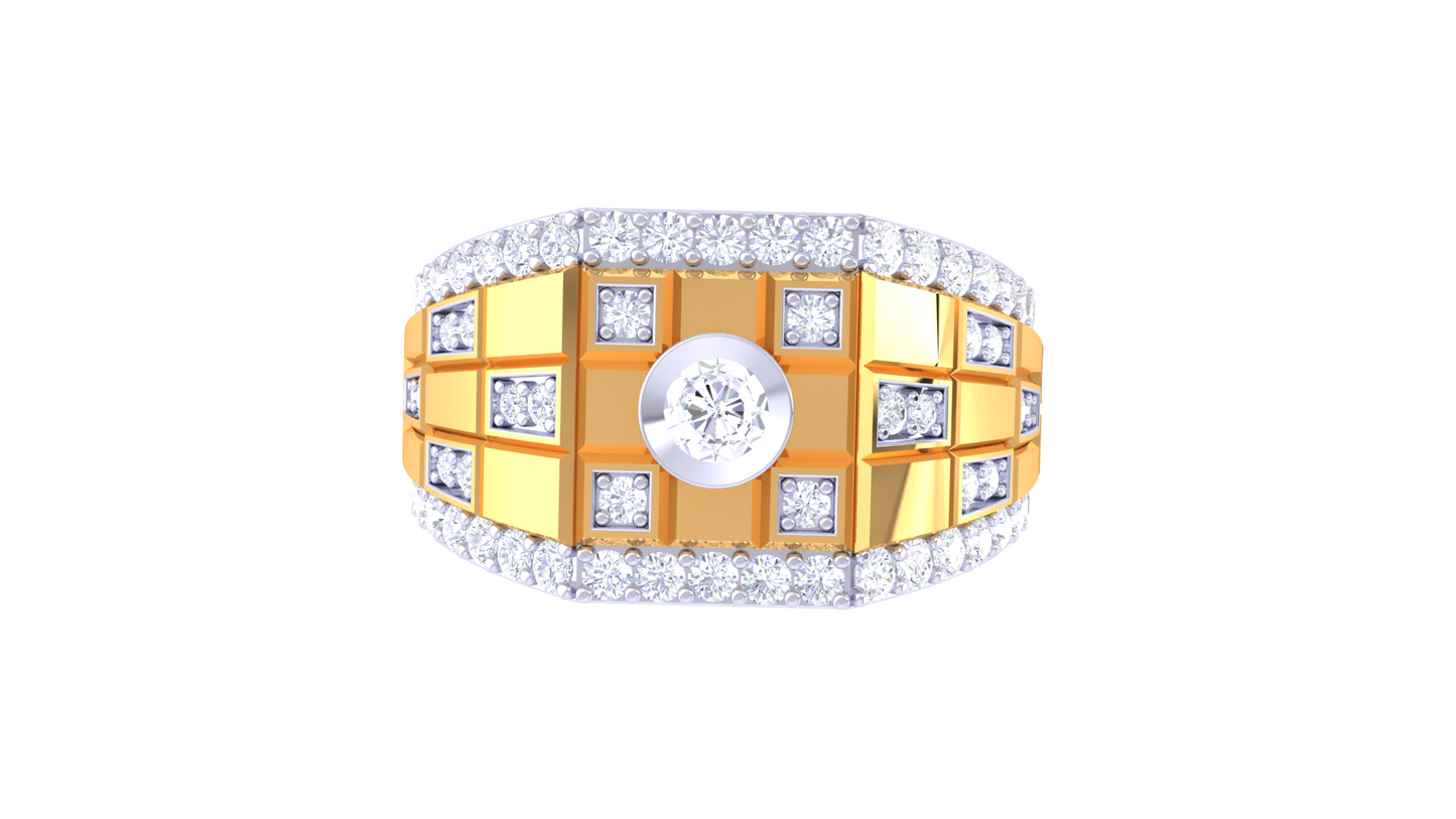 Trilune Centre Étoile – 0.71 Ct Round Diamond Gold Ring