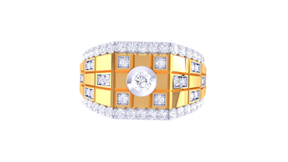 Trilune Centre Étoile – 0.71 Ct Round Diamond Gold Ring