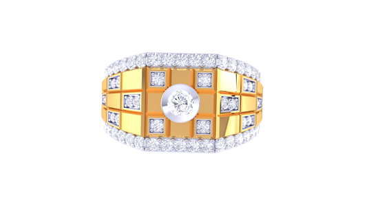 Trilune Centre Étoile – 0.71 Ct Round Diamond Gold Ring