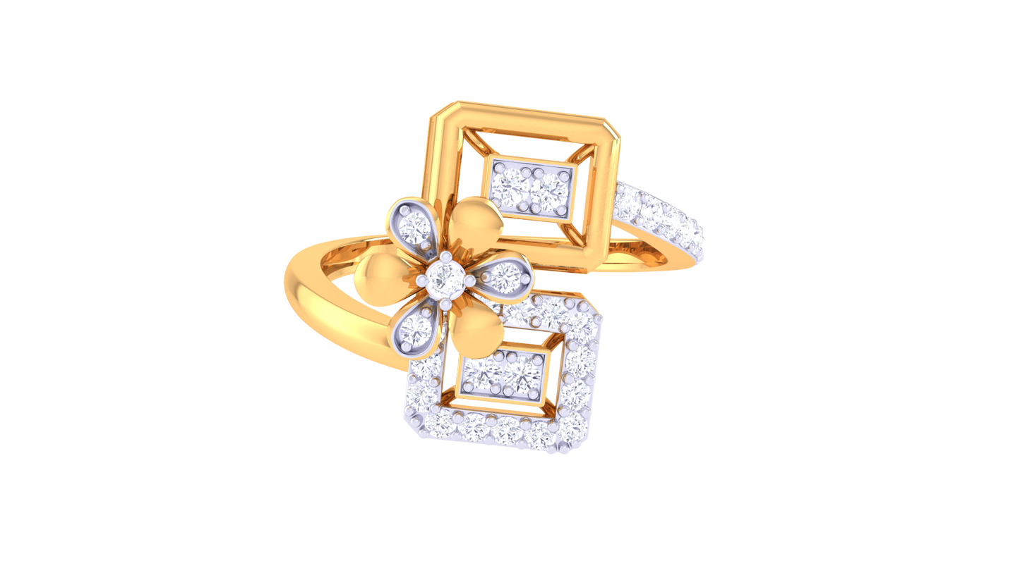 Eclat Floral Geometry Ring In Gold – 0.28 Ct Diamonds