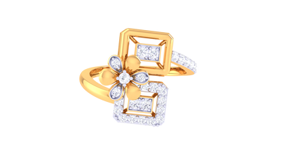Eclat Floral Geometry Ring In Gold – 0.28 Ct Diamonds