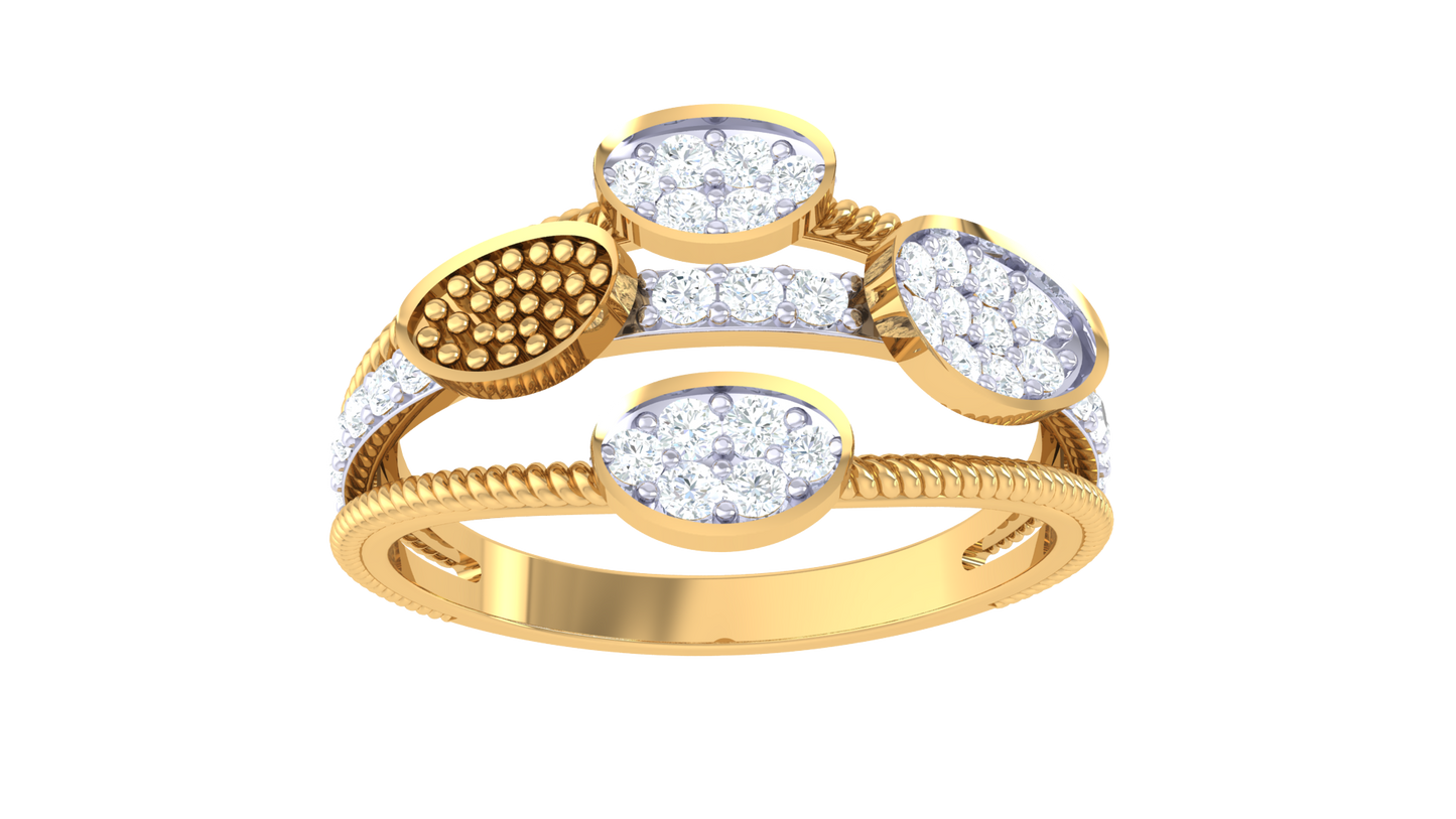 Eclat Celestial Orbit Ring In Gold – 0.27 Ct Diamonds With Asymmetric Elegance