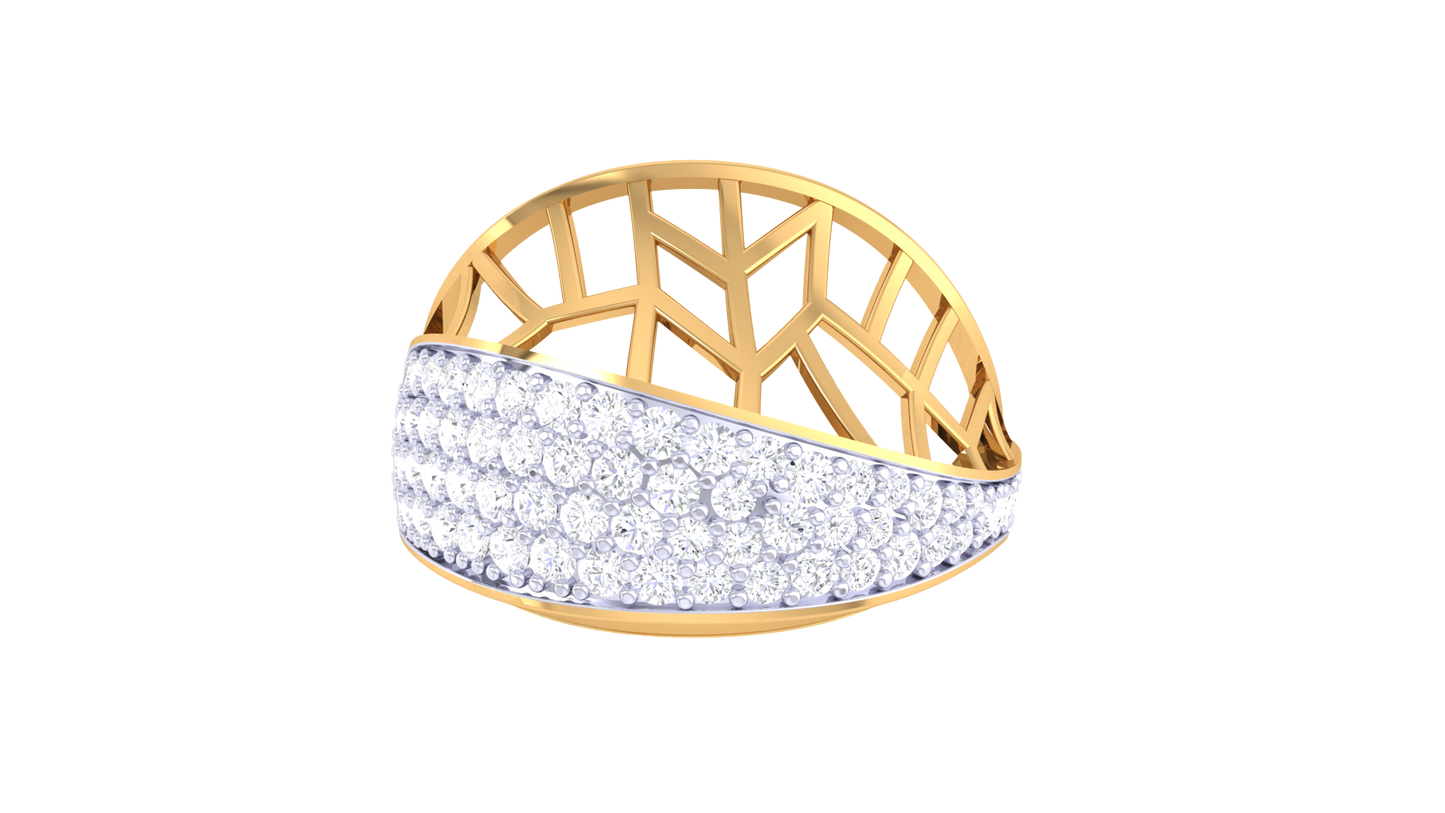 Lumiere Twist Lattice Gold Ring - 0.62 Ct Pavé Diamond