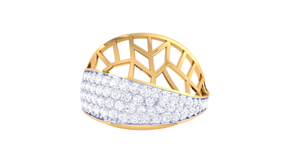 Lumiere Twist Lattice Gold Ring - 0.62 Ct Pavé Diamond