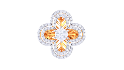 Trilune Floral Radiance – 0.51 Ct Round and Marquise Diamond Gold Ring