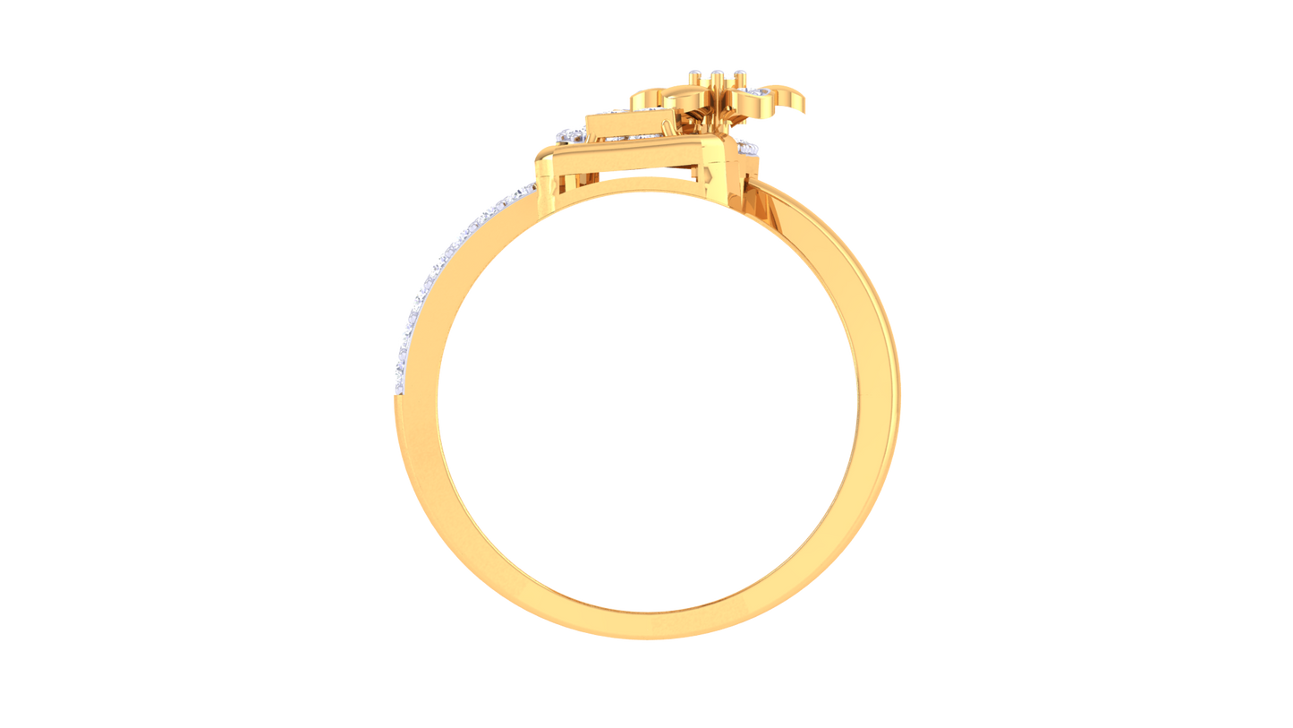Eclat Floral Geometry Ring In Gold – 0.28 Ct Diamonds