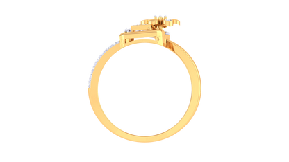Eclat Floral Geometry Ring In Gold – 0.28 Ct Diamonds