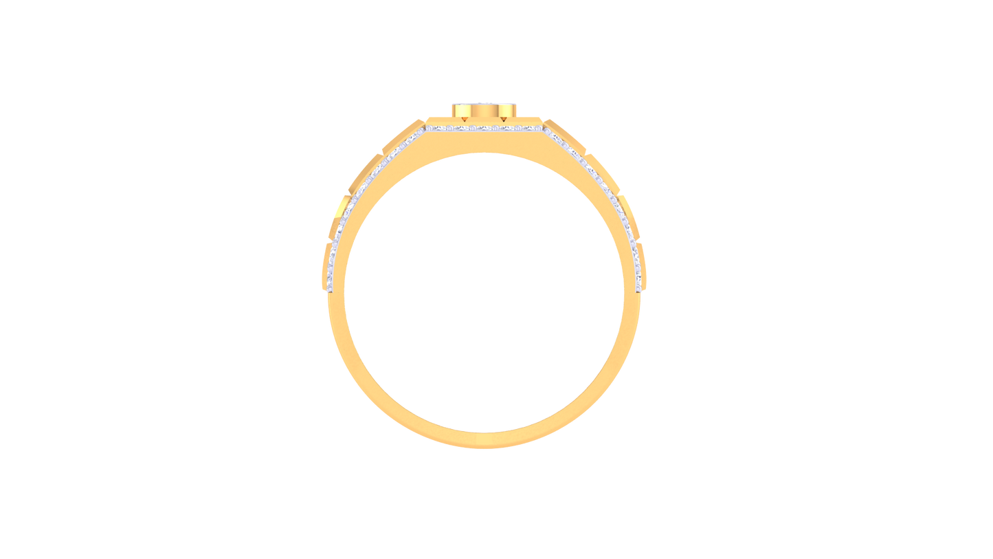 Trilune Centre Étoile – 0.71 Ct Round Diamond Gold Ring