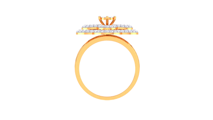 Trilune Floral Radiance – 0.51 Ct Round and Marquise Diamond Gold Ring