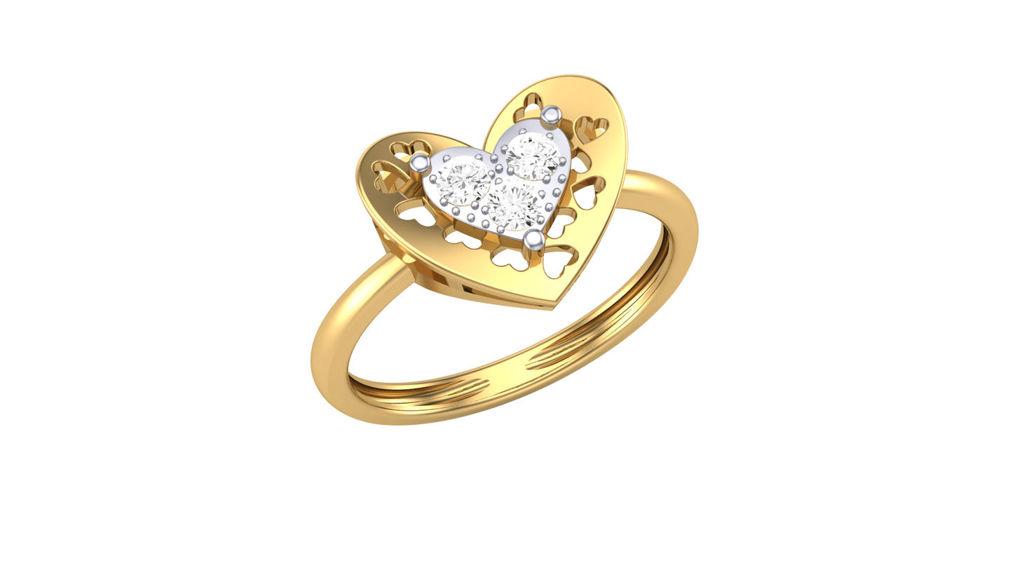 Éclat Gleaming Heart – 0.16 Ct Brilliant Cut Diamonds Gold Ring