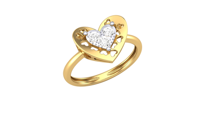 Éclat Gleaming Heart – 0.16 Ct Brilliant Cut Diamonds Gold Ring
