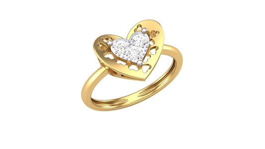 Éclat Gleaming Heart – 0.16 Ct Brilliant Cut Diamonds Gold Ring