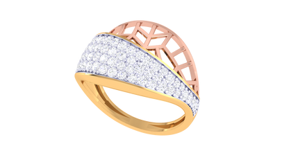 Lumiere Twist Lattice Gold Ring - 0.62 Ct Pavé Diamond