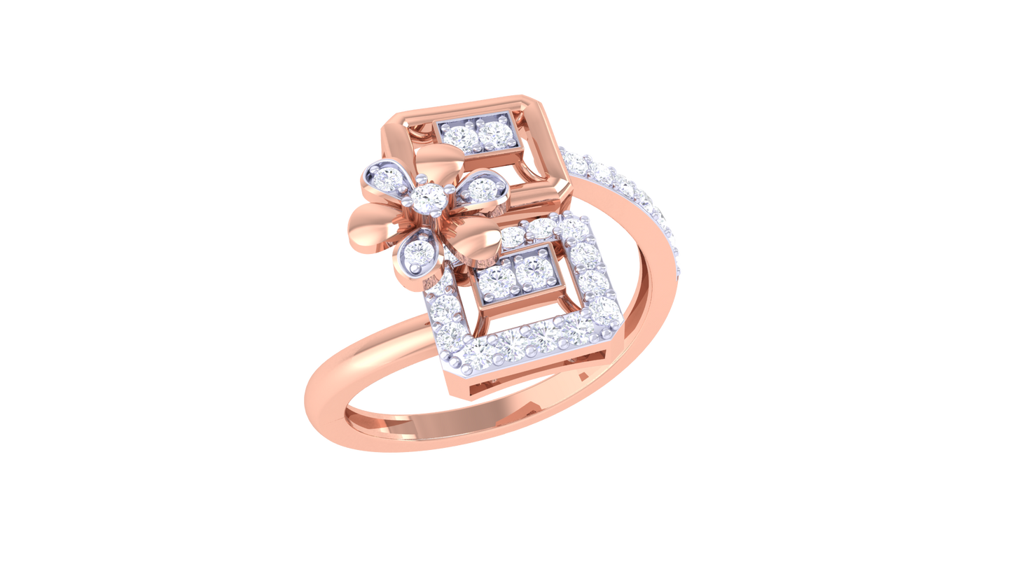 Eclat Floral Geometry Ring In Gold – 0.28 Ct Diamonds