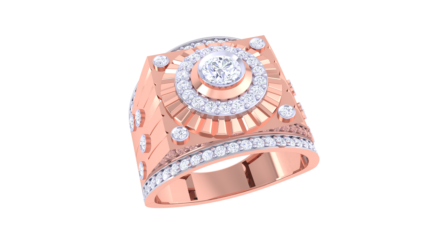 Éclat Sunbrust Halo Rayonne Gold Ring – 0.7 Ct Radiant Diamond