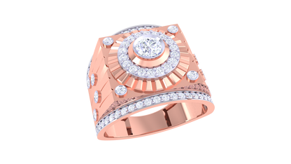 Éclat Sunbrust Halo Rayonne Gold Ring – 0.7 Ct Radiant Diamond