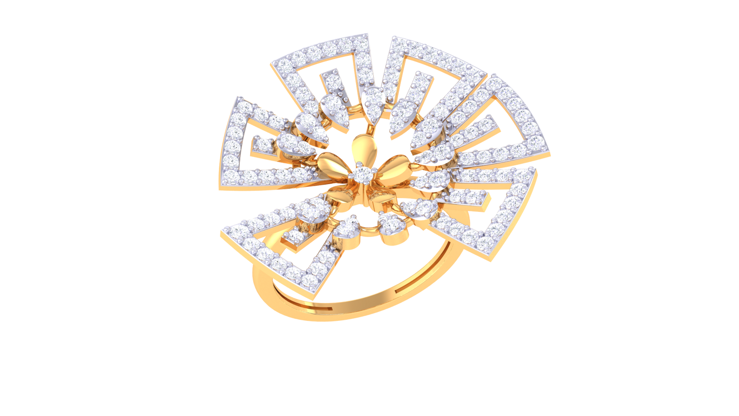 Eclat Radiant Bloom Ring In Gold  – 0.88 Ct Brilliant Round Diamonds