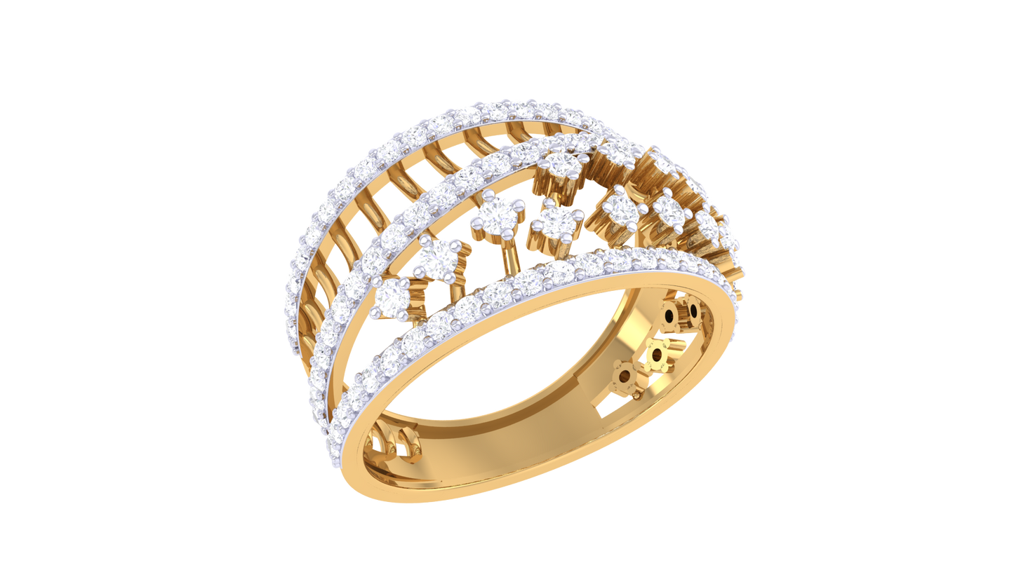Lumiere Regal Lattice Ring In Gold – 0.62 Ct Pave Set Diamonds