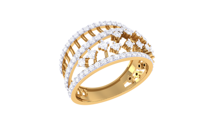 Lumiere Regal Lattice Ring In Gold – 0.62 Ct Pave Set Diamonds