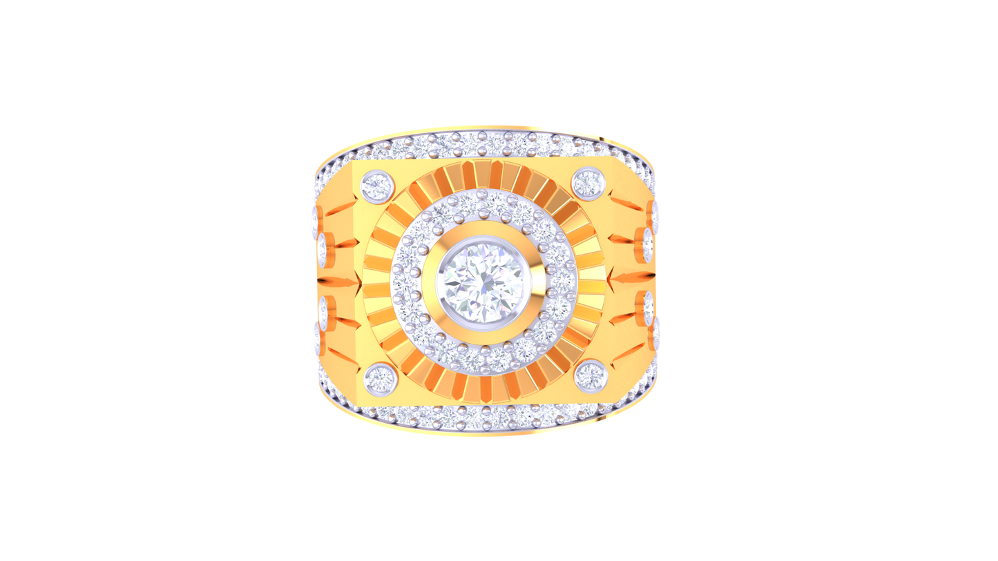 Éclat Sunbrust Halo Rayonne Gold Ring – 0.7 Ct Radiant Diamond