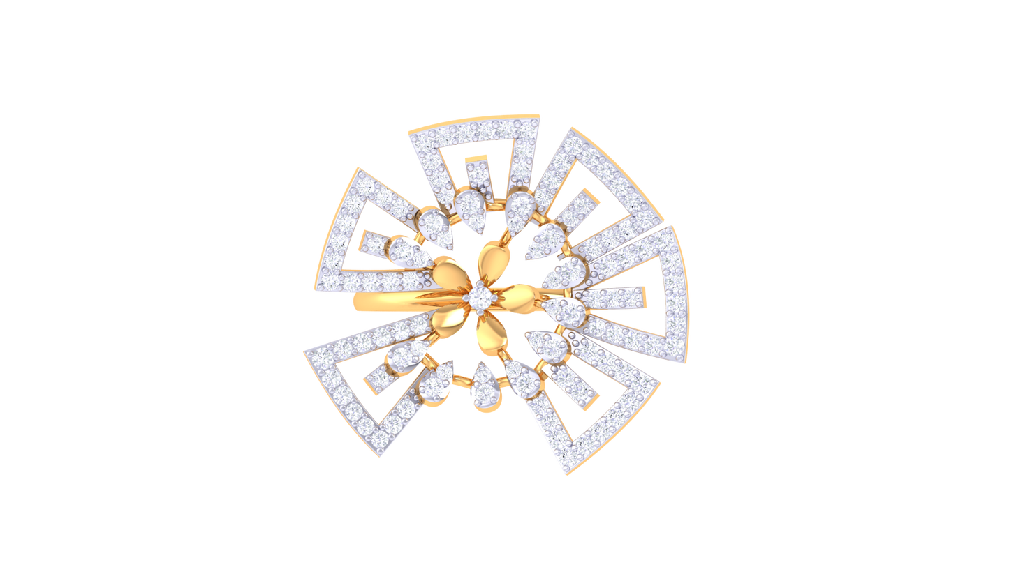 Eclat Radiant Bloom Ring In Gold  – 0.88 Ct Brilliant Round Diamonds