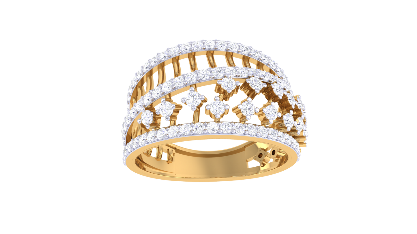 Lumiere Regal Lattice Ring In Gold – 0.62 Ct Pave Set Diamonds
