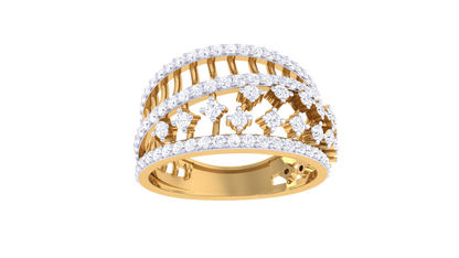 Lumiere Regal Lattice Ring In Gold – 0.62 Ct Pave Set Diamonds
